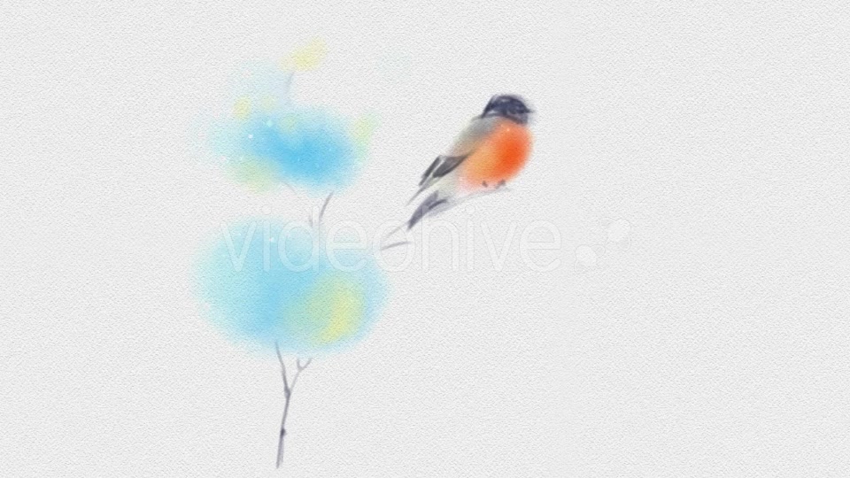 Painted In Watercolor Christmas Card With Bullfinch Videohive 18974945 Motion Graphics Image 3