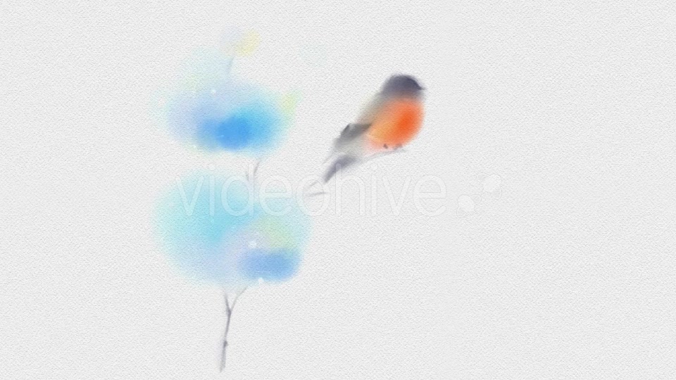 Painted In Watercolor Christmas Card With Bullfinch Videohive 18974945 Motion Graphics Image 4