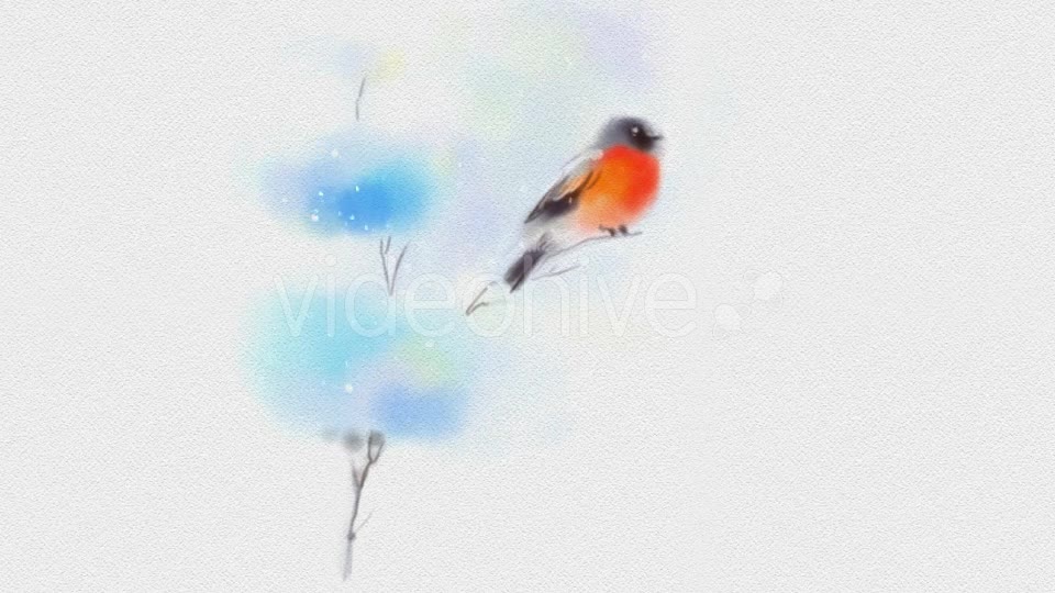 Painted In Watercolor Christmas Card With Bullfinch Videohive 18974945 Motion Graphics Image 7