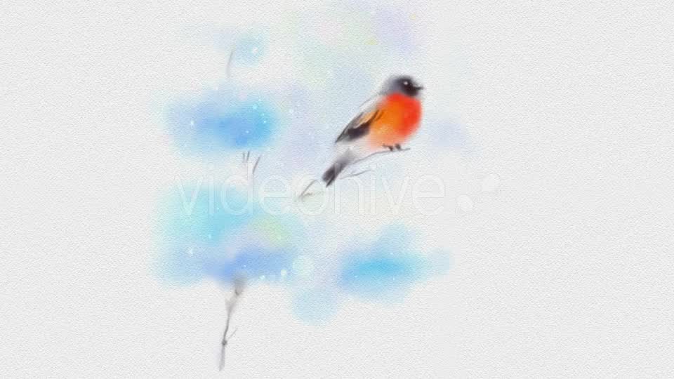 Painted In Watercolor Christmas Card With Bullfinch Videohive 18974945 Motion Graphics Image 9