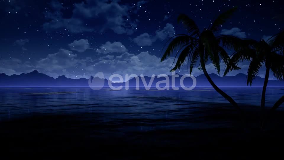 Palms in Ocean At Blue Night Videohive 21876641 Motion Graphics Image 1