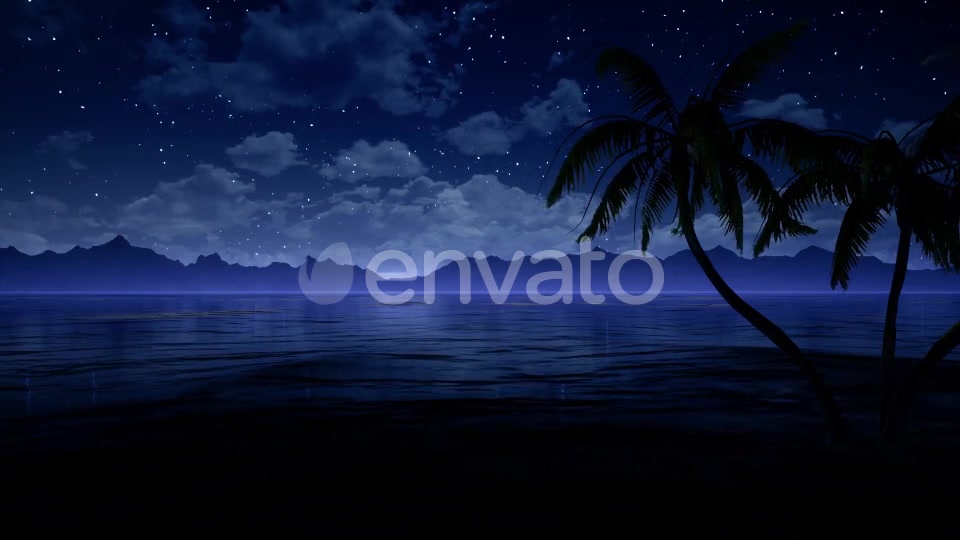 Palms in Ocean At Blue Night Videohive 21876641 Motion Graphics Image 2