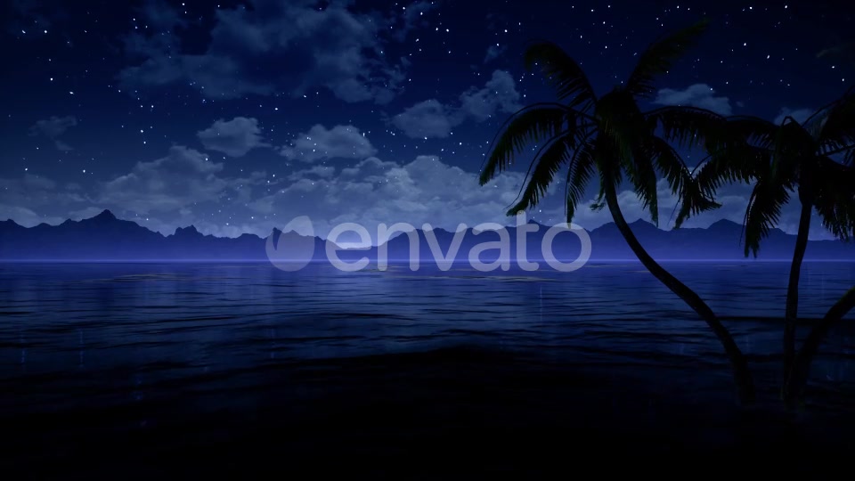 Palms in Ocean At Blue Night Videohive 21876641 Motion Graphics Image 3