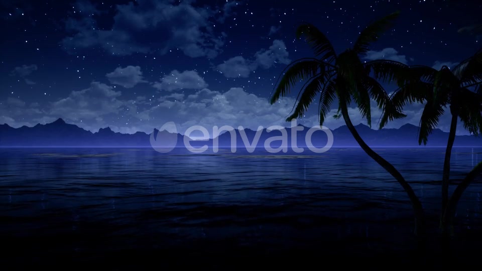 Palms in Ocean At Blue Night Videohive 21876641 Motion Graphics Image 5