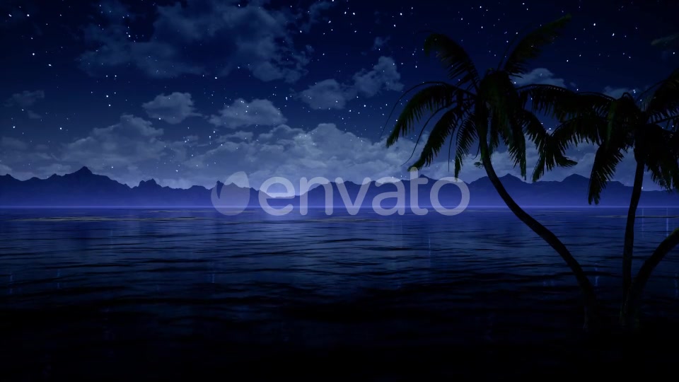 Palms in Ocean At Blue Night Videohive 21876641 Motion Graphics Image 7