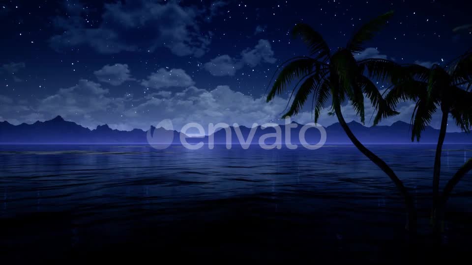Palms in Ocean At Blue Night Videohive 21876641 Motion Graphics Image 9