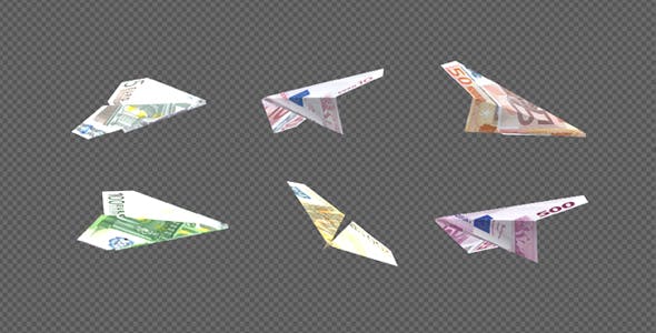 Paper Airplane Euro Bills Pack of 6 - Download Videohive 19286611