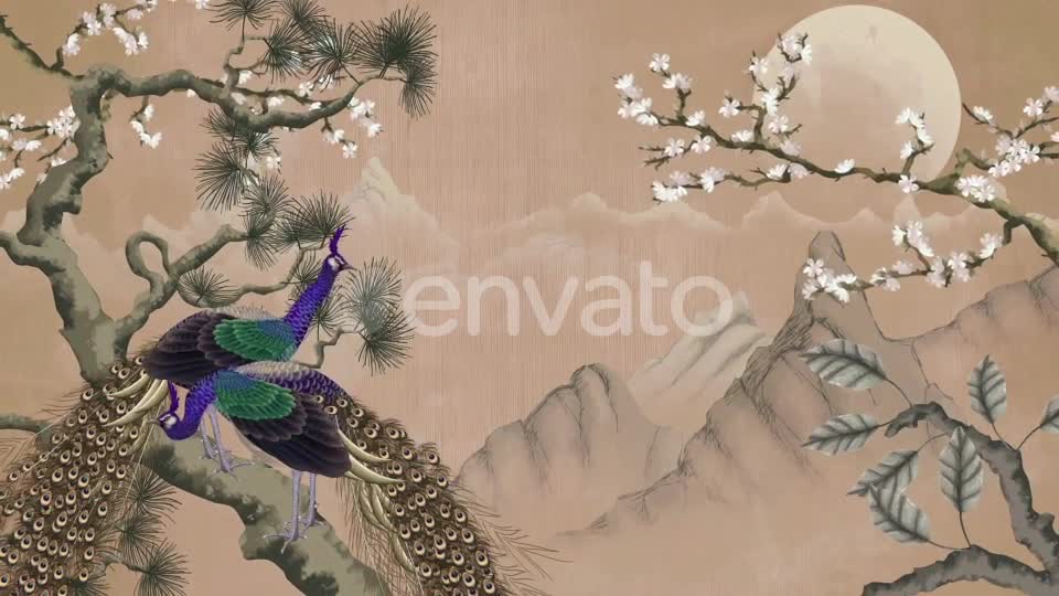 Peacock Art Painting Videohive 23220159 Motion Graphics Image 1