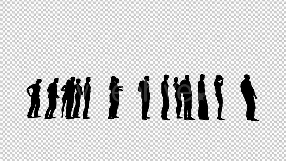 People Silhouettes Standing in Line Videohive 19653204 Motion Graphics Image 1