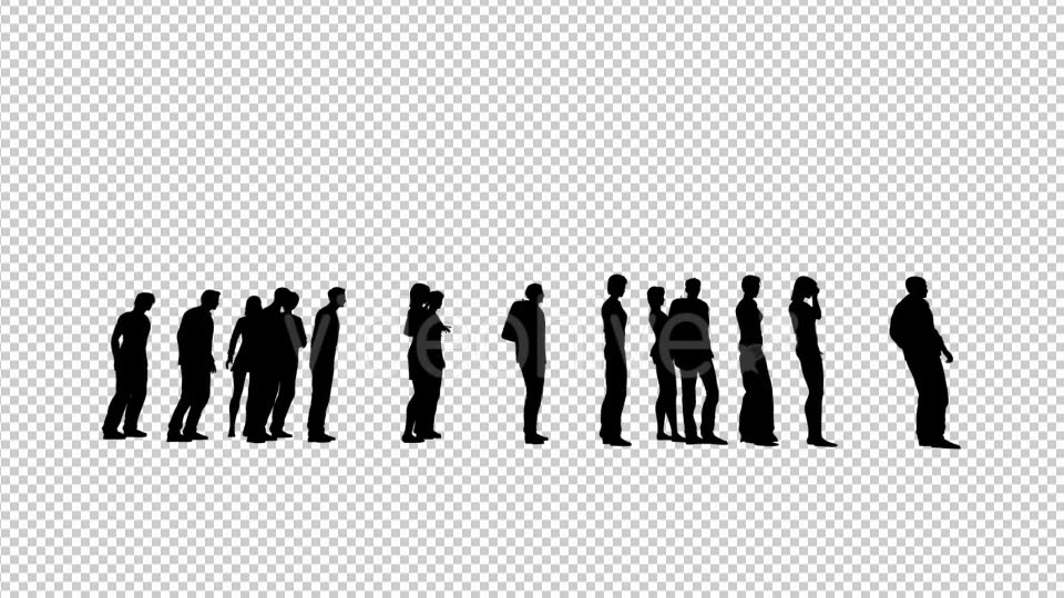 People Silhouettes Standing in Line Videohive 19653204 Motion Graphics Image 3