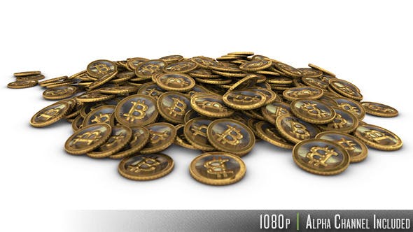 Pile of Golden Bitcoin Virtual Currency - Videohive Download 8079853