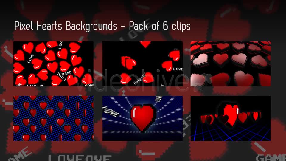 Pixel Heart Background Pack Of 6 Videohive 10010313 Motion Graphics Image 1