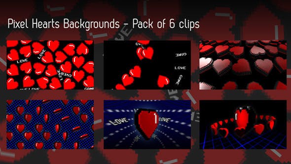 Pixel Heart Background Pack Of 6 - 10010313 Videohive Download