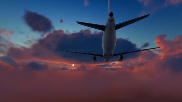 Plane Takes Off At Sunset - Videohive Download 19445024