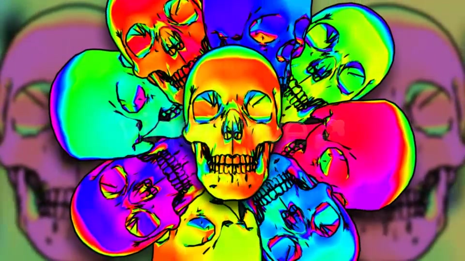 Rainbow Skulls Background Pack Of 6 Videos Videohive 7807654 Motion Graphics Image 3