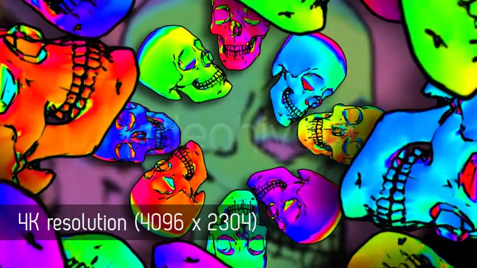 Rainbow Skulls Background Pack Of 6 Videos Videohive 7807654 Motion Graphics Image 4