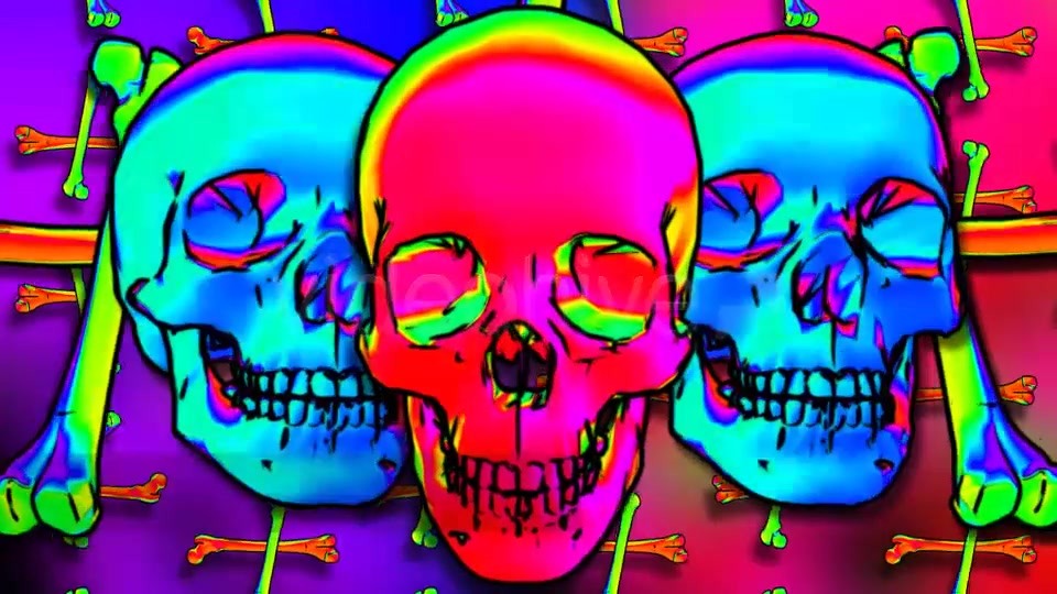 Rainbow Skulls Background Pack Of 6 Videos Videohive 7807654 Motion Graphics Image 8