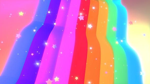 Rainbow Waterfall and Stars Background - Videohive Download 21157422