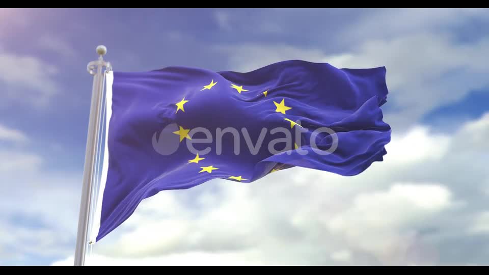 Realistic Europe Flag Slow Motion 4K Videohive 22754172 Motion Graphics Image 1