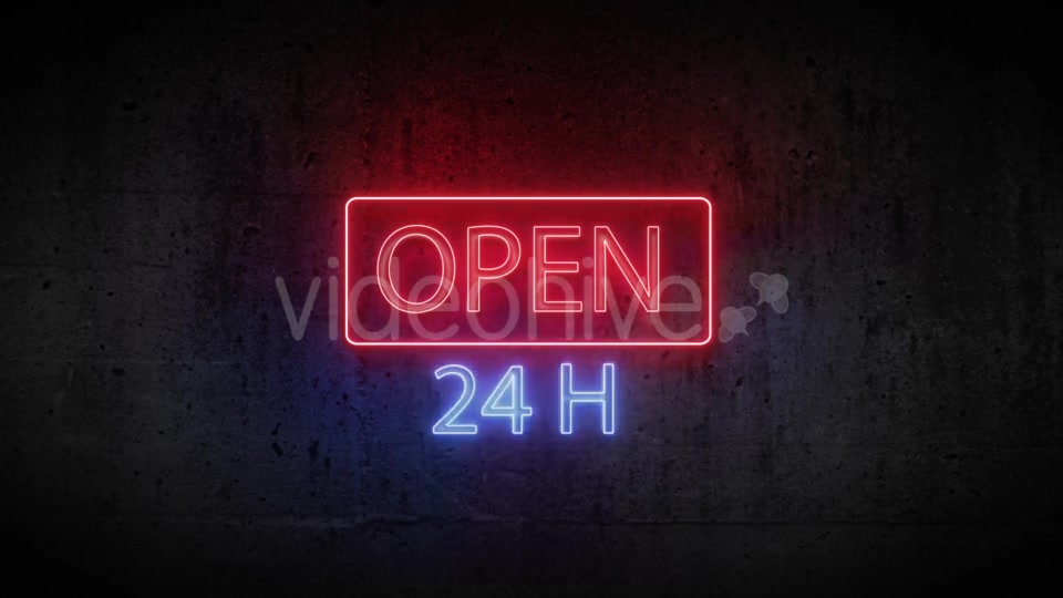 Red blue Neon Sign Open 24 Hours Videohive 20012967 Motion Graphics Image 10