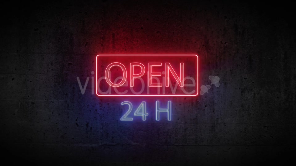 Red blue Neon Sign Open 24 Hours Videohive 20012967 Motion Graphics Image 11