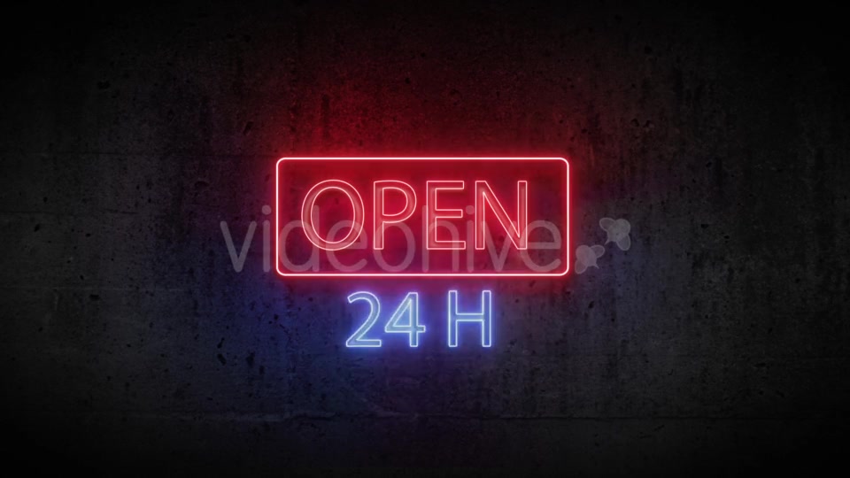 Red blue Neon Sign Open 24 Hours Videohive 20012967 Motion Graphics Image 2