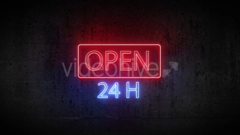 Red blue Neon Sign Open 24 Hours Videohive 20012967 Motion Graphics Image 3