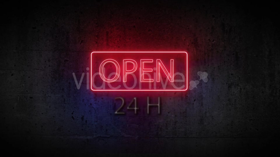 Red blue Neon Sign Open 24 Hours Videohive 20012967 Motion Graphics Image 7