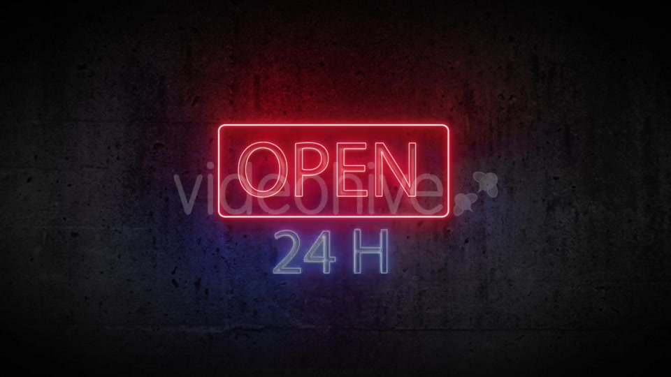 Red blue Neon Sign Open 24 Hours Videohive 20012967 Motion Graphics Image 9