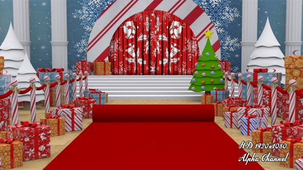 Red Carpet Christmas Curtain Open - Videohive Download 13737991