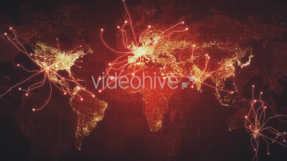 Red Global Map Network Rollback 4K Videohive 19907598 Motion Graphics Image 5