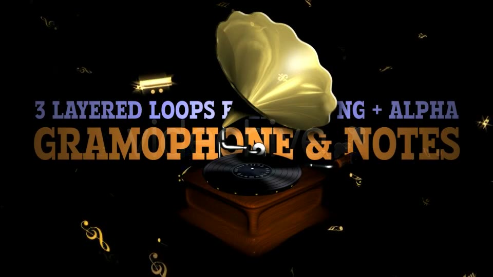 Retro Gramophone & Flying Notes Pack of 3 Videohive 5017174 Motion Graphics Image 2
