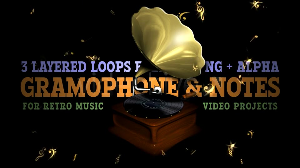 Retro Gramophone & Flying Notes Pack of 3 Videohive 5017174 Motion Graphics Image 3