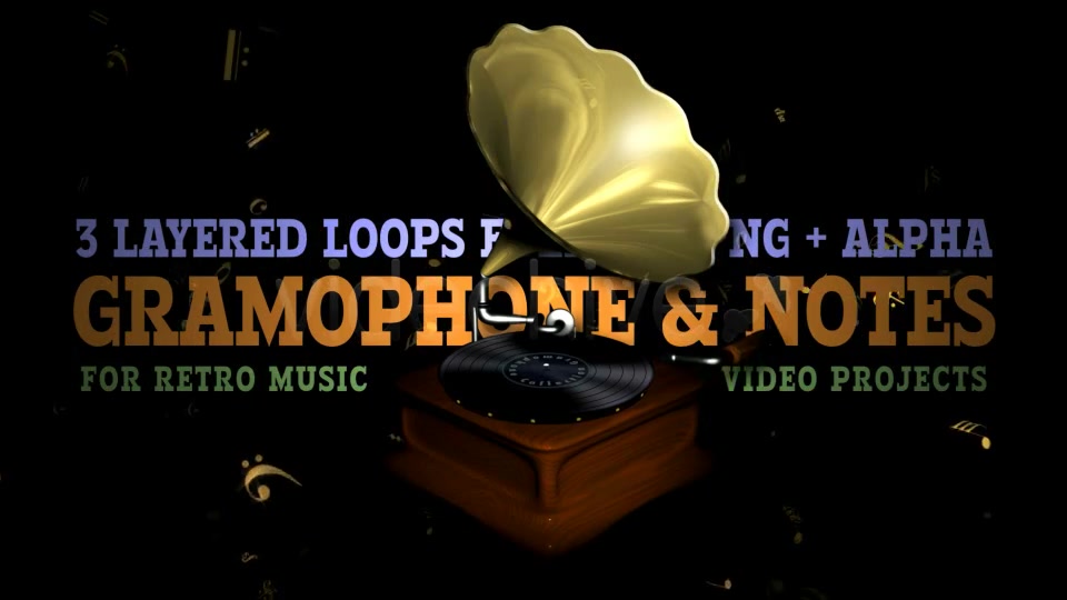 Retro Gramophone & Flying Notes Pack of 3 Videohive 5017174 Motion Graphics Image 4