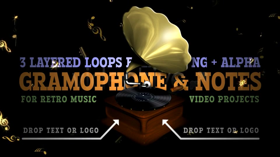 Retro Gramophone & Flying Notes Pack of 3 Videohive 5017174 Motion Graphics Image 5