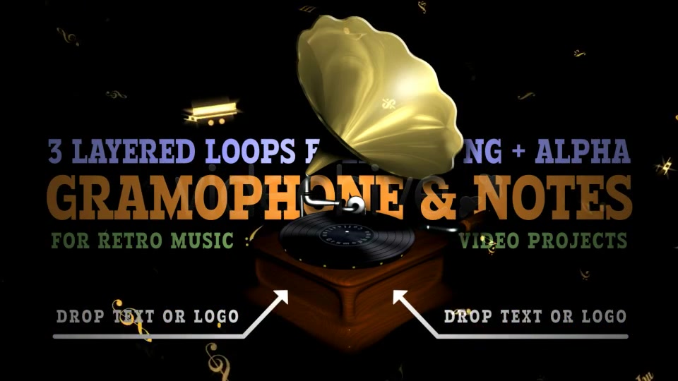 Retro Gramophone & Flying Notes Pack of 3 Videohive 5017174 Motion Graphics Image 6
