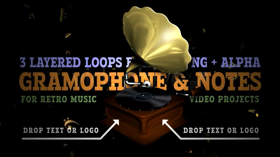 Retro Gramophone & Flying Notes Pack of 3 Videohive 5017174 Motion Graphics Image 8