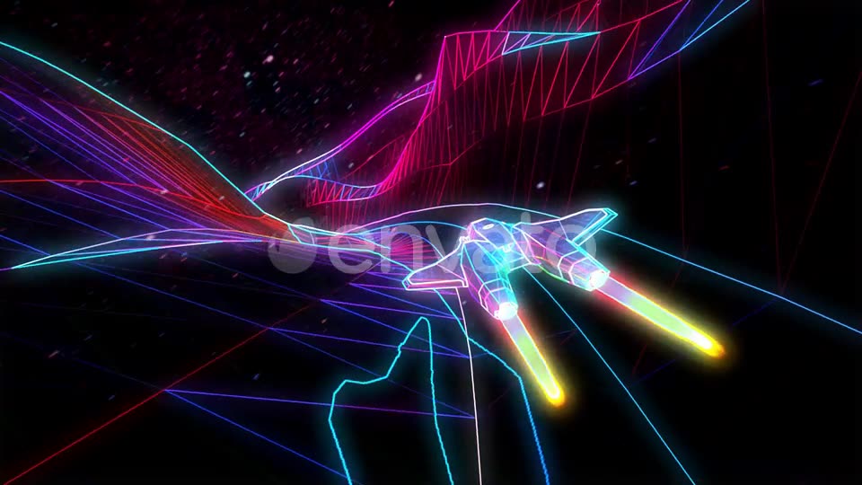 Retro Neon Spaceship Flying Through The Mountains Videohive 22568894 Motion Graphics Image 2