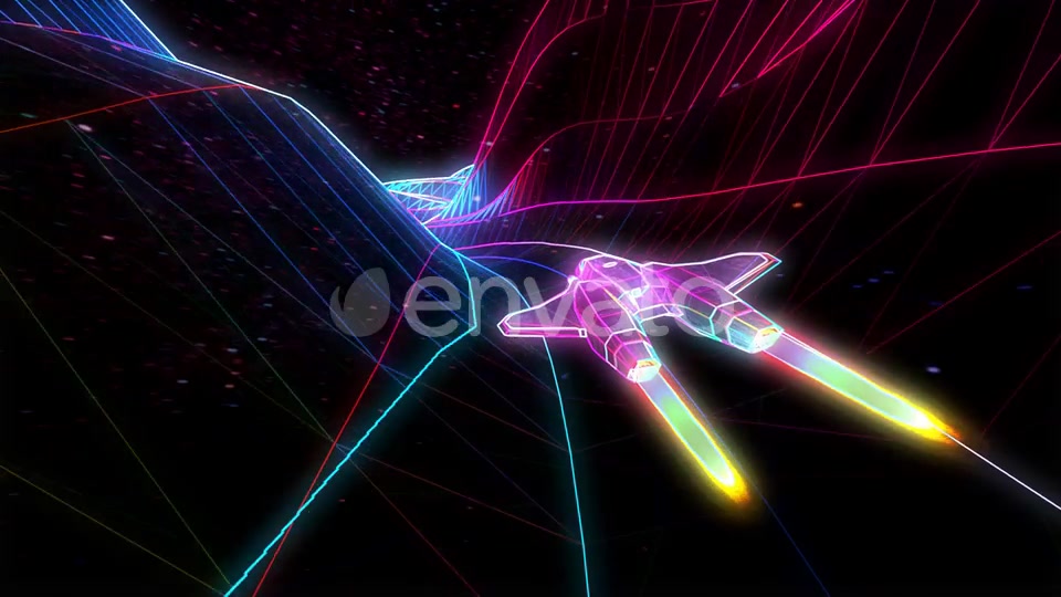 Retro Neon Spaceship Flying Through The Mountains Videohive 22568894 Motion Graphics Image 3