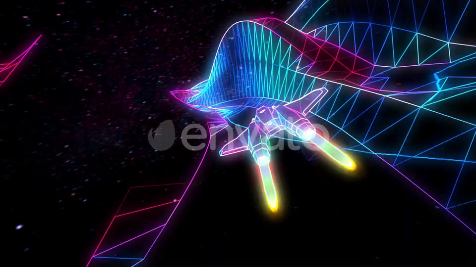 Retro Neon Spaceship Flying Through The Mountains Videohive 22568894 Motion Graphics Image 8