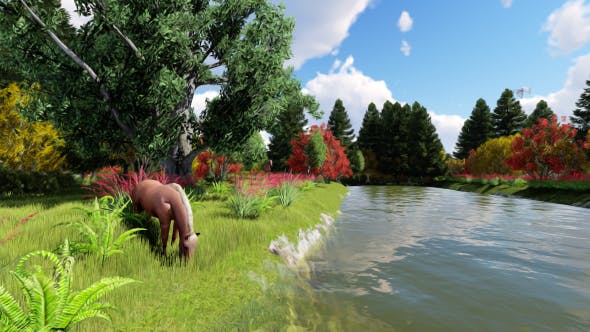 River Horse Matte Painting - 17195768 Download Videohive