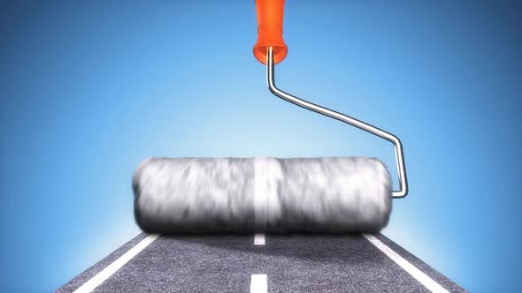 Roller Brush Painting Road - Videohive Download 23034697