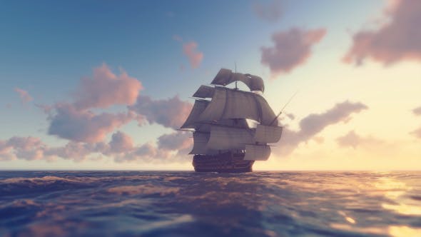Sailing Galleon Sunset - Videohive 16824487 Download
