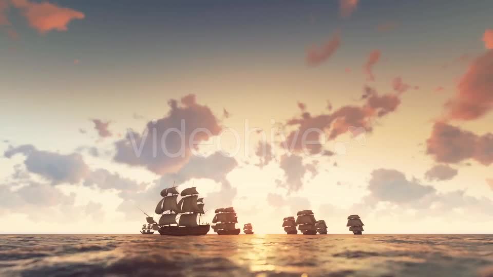 Sailing Galleons Sunset Videohive 16825573 Motion Graphics Image 1
