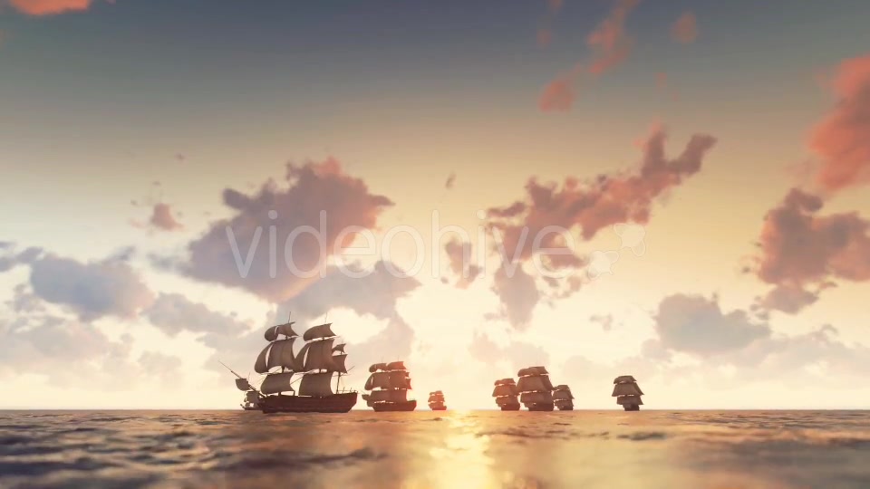 Sailing Galleons Sunset Videohive 16825573 Motion Graphics Image 4