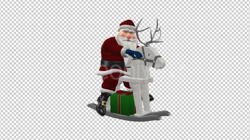 Santa Riding Wooden Reindeer Pack of 3 Videohive 9541742 Motion Graphics Image 2