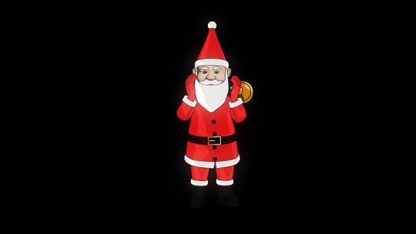Santa Ringing Christmas Bell With Transparent Background - 22841194 Videohive Download