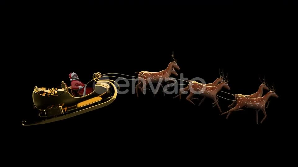 Santa Sleigh With Deers Seamless Loop Videohive 22750557 Motion Graphics Image 1