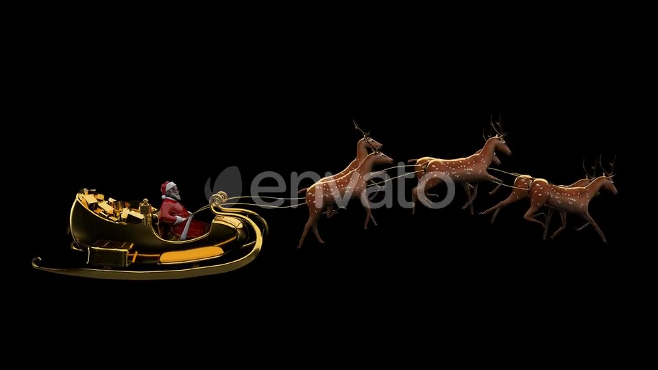 Santa Sleigh With Deers Seamless Loop Videohive 22750557 Motion Graphics Image 4