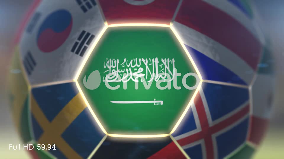 Saudi Arabia Flag on a Soccer Ball Football Fly with Particles Videohive 21862215 Motion Graphics Image 11